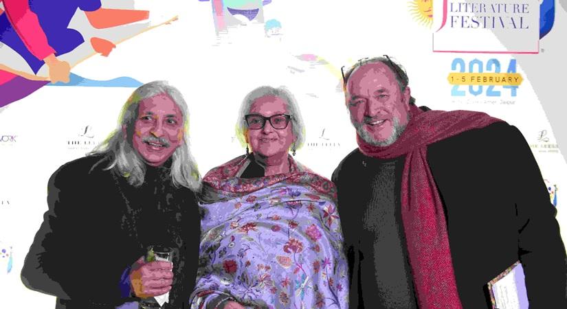 Sanjoy K Roy, Namita Gokhale and William Dalrymple at Delhi Preview of JLF 2024