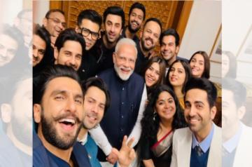 Ekta Kapoor, Karan Johar, Ashwiny Iyer Tiwari and Rohit Shetty along with actors Ranveer Singh, Bhumi Pednekar, Sidharth Malhotra, Ayushmann Khurrana, Alia Bhatt, Ranbir Kapoor, Vicky Kaushal, Rajkummar Rao and Varun Dhawan meet Prime Minister Narendra Modi