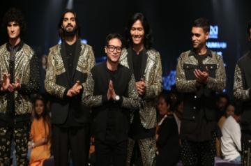 Fashion designer Jenjum Gadi on the second day of Lotus Make-up India Fashion Week where collections from her fashion label 'Abstract' were showcased, in New Delhi on Oct 10, 2019. (Photo: IANS)