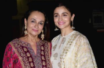 Mumbai:Actress Soni Razdan with her daughter and actress Alia Bhatt at the screening of her upcoming film "No Fathers in Kashmir" in Mumbai, on April 3, 2019. (Photo: IANS)