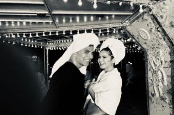 Actress Katrina Kaif gave fans a sneak peek into the making of the recreated version of the song "Tip tip barsa pani" from the upcoming film "Sooryavanshi". Katrina on Tuesday posted a photograph of herself along with actor Akshay Kumar. In the image, the two are drenched and have their hair rolled up in towels.