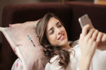 A woman using mobile phone