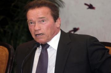 New Delhi: Former Governor of California Arnold Schwarzenegger at the Delhi Sustainable Development Summit in New Delhi on Feb. 5, 2015. (Photo: Sunil Majumdar/ IANS)