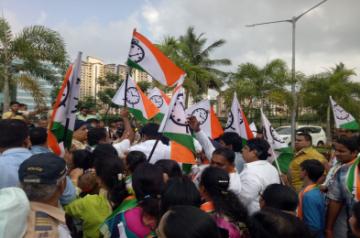 Mumbai: NCP workers stage a demonstration against Sony TV and actor and television show Ã¢ÂÂKaun Banega CrorepatiÃ¢ÂÂ host Amitabh Bachchan after a question asked on the show referred Maratha warrior ruler Chhatrapati Shivaji Maharaj as Shivaji; in Mumbai on Nov 8, 2019. However, Sony TV -- which airs the show -- came out to publicly admit the mistake after #Boycott_KBC_SonyTv started trending on social media. (Photo: IANS)