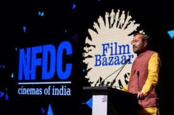 Panaji: Union Minister for Information and Broadcasting Prakash Javadekar addresses during the inaugural session of the 13th edition of NFDCÃ¢ÂÂs Film Bazaar in Panaji, on Nov 21, 2019. (Photo: IANS)