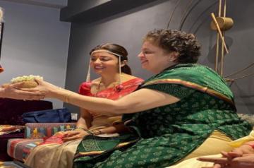 Actress Nehha Pendse is set to tie the knot with Shardul Singh Bayas, whom she describes as the man of her dreams. Photos from grahmukh pooja, prove that she is going to be one happy bride.