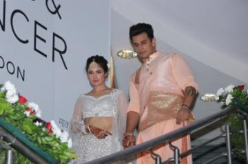 Mumbai: Actors Prince Narula and Yuvika Chaudhary during their sangeet ceremony in Mumbai on Oct 11, 2018. (Photo: IANS)