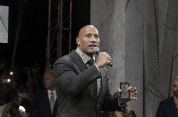 Mexico City: US actor Dwayne Johnson is seen at the presentation of his film 'San Andreas' in Mexico City, Mexico, on 23 May 2015. (IANS/EFE/Alex Cruz)