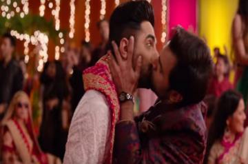 Ayushmann Khurrana's lip-lock with co-star Jitendra Kumar is the highlight moment of "Gabru", the first-launched track of the upcoming comedy "Shubh Mangal Zyada Saavdhan". The song, released on Monday, is a recreated version of the Yo Yo Honey Singh hit of the same name.