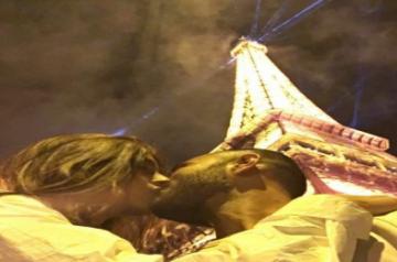 On Valentine's Day Sonam Kapoor shared a "cheesy Eiffel Tower picture" with her hubby Anand Ahuja. In the image, they can be seen kissing each other in front of Paris' Eiffel Tower.