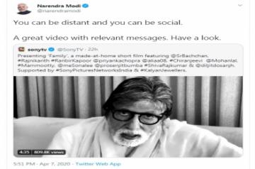 PM Modi lauds star-studded short film 'Family' for its 'relevant messages'.