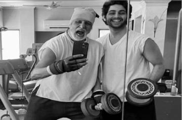 Big B sweats it out with grandson Agastya Nanda.