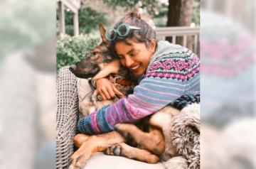Priyanka's pet dog loves her cuddles.