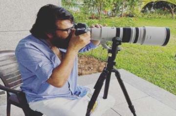 Mammooty turns photographer for his 'morning guests'.