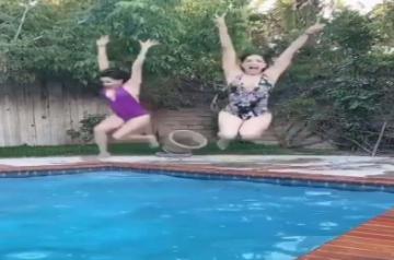 Sunny Leone's 'masti' time at the pool with a friend.