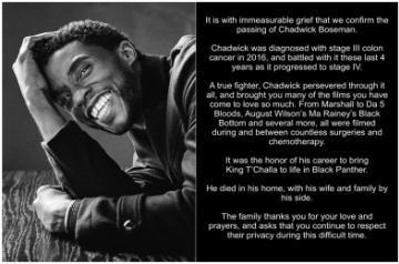 Chadwick Boseman's last post most liked tweet ever.