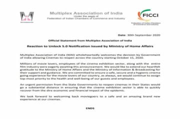Multiplex Association of India letter