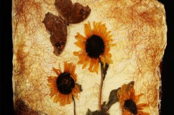 Van Gogh’s flowers 1.2, Found insects, flowers and resin, on broken wall pieces