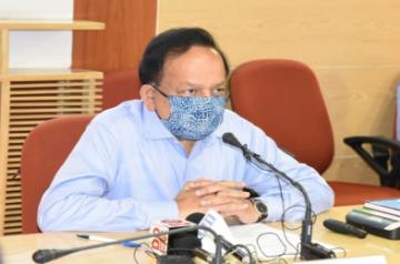 Union Health & Family Welfare, Science & Technology and Earth Sciences Minister Harsh Vardhan addresses at the launch of the National Clinical Registry for COVID-19, Vaccine Web Portal, Mobile Stroke Unit and ICMR-NIN Documents, at ICMR headquarters, in New Delhi on Sep 28, 2020. (Photo: IANS/PIB)