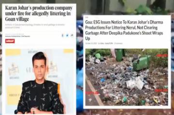 Karan Johar film line producer alleges North Goa lacks waste disposal management.