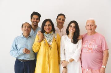 (L-R) Vikram Seth, Ishaan Khatter, Mira Nair, Tabu, Tanya Maniktala, Andrew Davies.