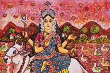 Jayasri Burman, Mahagouri, Water Colour on Sikishi Board, 12 x 16 inches, 2019