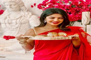 Priyanka-Nick look deeply in love in Karwa Chauth photos.