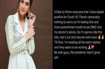 Kriti Sanon confirms testing Covid positive, is quarantined