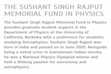 SSR Memorial Fund launched in University of California on 'Sushant Day'