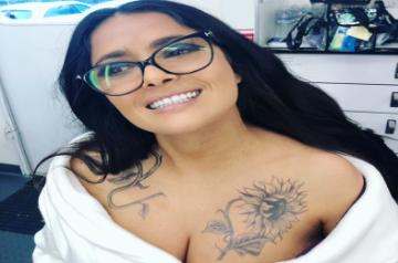 Hollywood star Salma Hayek shared a stunning picture in the middle of a make-up, hair and tattoo test on social media.