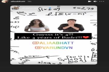 The Varun Dhawan and Alia Bhatt-starrer "Badrinath Ki Dulhania" released four years ago on this day. The actors and director Shashank Khaitan got on a video call to secretly discuss part three of the franchise. (Instagram)