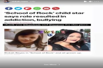 Rivkah Reyes, who made a mark as a child actor in the 2003 film "School Of Rock", has revealed that the film's success resulted in bullying and addiction. (Instagram)