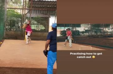 Taapsee Pannu's 'catch out' practice session.(photo:Instagram)