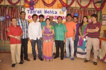 Mumbai: Team celebrate eight years of Taarak Mehta Ka Ooltah Chashmah in Mumbai on July 27, 2015.  (Photo: IANS)