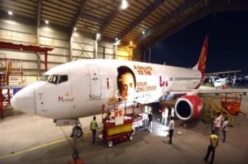Sonu Sood gets aircraft livery: Wish my parents were here to see it.(photo:Instagram)