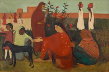 Amrita Sher-Gil, In the Ladies’ Enclosure, 1938, Oil on canvas, Sold for Rs 37.8 crores (Image courtesy of Saffronart)