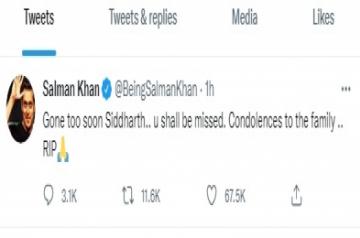 'You will be missed', tweets Salman Khan as he mourns death of Sidharth Shukla