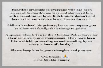 Sidharth's family issues appeal.