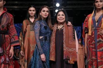 Mumbai: Actress Aditi Rao Hydari with fashion designer Ritu Kumar on Day 3 of the Lakme Fashion Week Summer/Resort 2020, in Mumbai on Feb 13, 2020. (Photo: IANS)