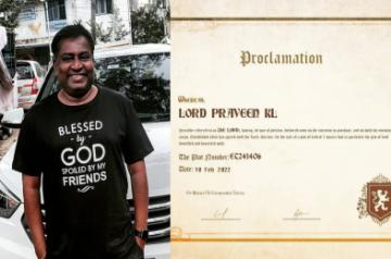 National Award-winning film editor K.L. Praveen is now Lord Praveen