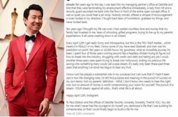Simu Liu thanks ex-boss for firing him 10 years ago.
