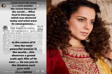 Kangana shares news clip from 1975 Emergency: 'These were the most dramatic events'.(photo:INSTAGRAM)