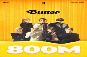 Seoul : This photo, provided by Big Hit Music on Aug. 26, 2022, marks BTS' 'Butter' surpassing 800 million views on YouTube.(Yonhap/IANS)