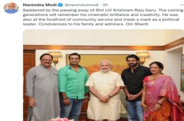 PM Modi condoles veteran Telugu actor Krishnam Raju's demise.(photo:Twitter)