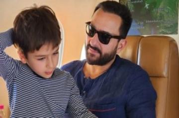Taimur poses with father Saif in new aeroplane pics
