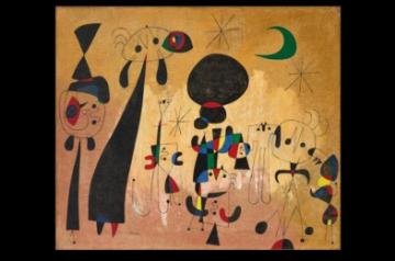 Joan Miró (1893-1983), Peinture (Femmes, lune, étoiles), oil on canvas, 73.1 x 92.1 cm, 1949 Estimate on request